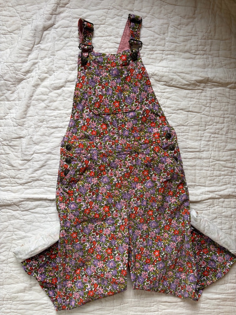 Mini Boden Floral Corduroy Overalls